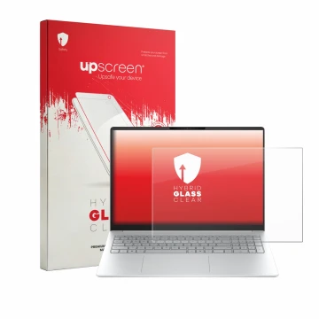 Parte frontale di una confezione del prodotto con il logo del marchio upscreen. Accanto è raffigurato il dispositivo HP OmniBo