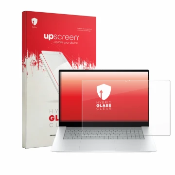 Parte frontale di una confezione del prodotto con il logo del marchio upscreen. Accanto è raffigurato il dispositivo HP OmniBo