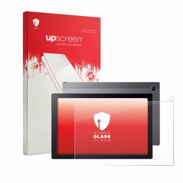 Parte frontale di una confezione del prodotto con il logo del marchio upscreen. Accanto è raffigurato il dispositivo Acer Chro