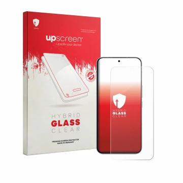 Parte frontale di una confezione del prodotto con il logo del marchio upscreen. Accanto è raffigurato il dispositivo Oppo K15 