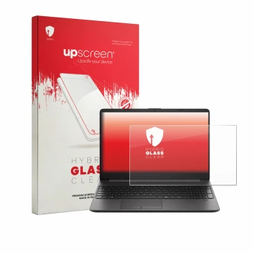 Parte frontale di una confezione del prodotto con il logo del marchio upscreen. Accanto è raffigurato il dispositivo HP EliteB