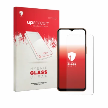 Parte frontale di una confezione del prodotto con il logo del marchio upscreen. Accanto è raffigurato il dispositivo Oscal Fla