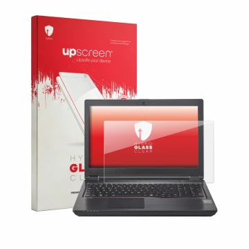 Parte frontale di una confezione del prodotto con il logo del marchio upscreen. Accanto è raffigurato il dispositivo Fujitsu C