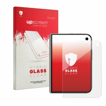 Parte frontale di una confezione del prodotto con il logo del marchio upscreen. Accanto è raffigurato il dispositivo Apple iPh