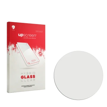 Parte frontale di una confezione del prodotto con il logo del marchio upscreen. Accanto si trova la protezione per lo schermo 