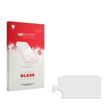 Parte frontale di una confezione del prodotto con il logo del marchio upscreen. Accanto si trova la protezione per lo schermo 