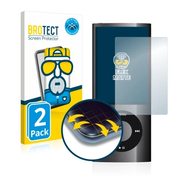 Parte frontale di una confezione del prodotto con il logo del marchio BROTECT. Accanto è raffigurato il dispositivo Apple iPod