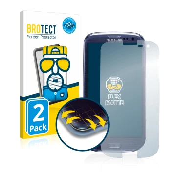 Parte frontale di una confezione del prodotto con il logo del marchio BROTECT. Accanto è raffigurato il dispositivo Samsung Ga