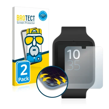 Parte frontale di una confezione del prodotto con il logo del marchio BROTECT. Accanto è raffigurato il dispositivo Sony Smart