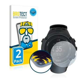 Parte frontale di una confezione del prodotto con il logo del marchio BROTECT. Accanto è raffigurato il dispositivo Suunto Amb