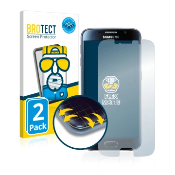 Parte frontale di una confezione del prodotto con il logo del marchio BROTECT. Accanto è raffigurato il dispositivo Samsung Ga