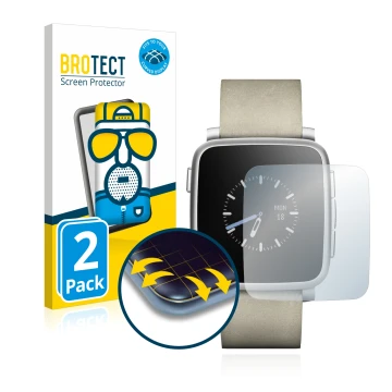 Parte frontale di una confezione del prodotto con il logo del marchio BROTECT. Accanto è raffigurato il dispositivo Pebble Tim