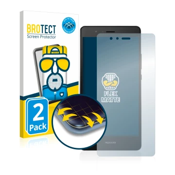 Parte frontale di una confezione del prodotto con il logo del marchio BROTECT. Accanto è raffigurato il dispositivo Huawei P9 