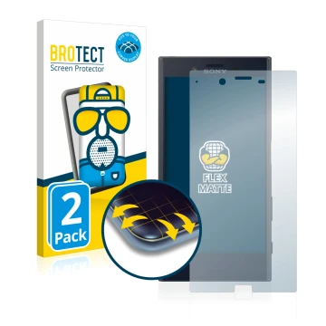 Parte frontale di una confezione del prodotto con il logo del marchio BROTECT. Accanto è raffigurato il dispositivo Sony Xperi