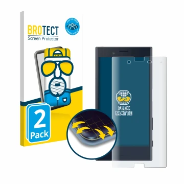 Parte frontale di una confezione del prodotto con il logo del marchio BROTECT. Accanto è raffigurato il dispositivo Sony Xperi