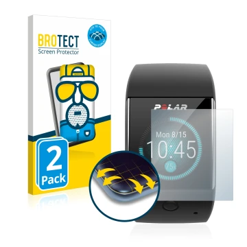 Parte frontale di una confezione del prodotto con il logo del marchio BROTECT. Accanto è raffigurato il dispositivo Polar M600