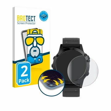 Parte frontale di una confezione del prodotto con il logo del marchio BROTECT. Accanto è raffigurato il dispositivo Garmin Fen