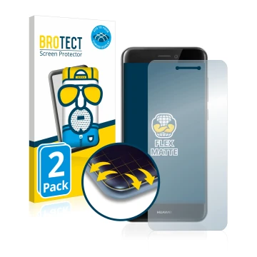 Parte frontale di una confezione del prodotto con il logo del marchio BROTECT. Accanto è raffigurato il dispositivo Huawei P8 