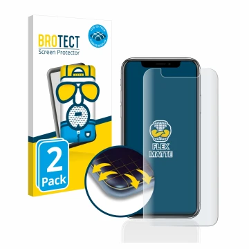 Parte frontale di una confezione del prodotto con il logo del marchio BROTECT. Accanto è raffigurato il dispositivo Apple iPho