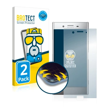 Parte frontale di una confezione del prodotto con il logo del marchio BROTECT. Accanto è raffigurato il dispositivo Sony Xperi