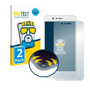 Parte frontale di una confezione del prodotto con il logo del marchio BROTECT. Accanto è raffigurato il dispositivo Huawei Nov