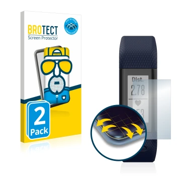 Parte frontale di una confezione del prodotto con il logo del marchio BROTECT. Accanto è raffigurato il dispositivo Garmin Viv