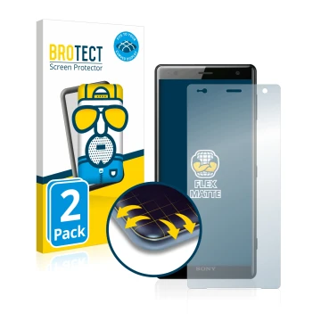 Parte frontale di una confezione del prodotto con il logo del marchio BROTECT. Accanto è raffigurato il dispositivo Sony Xperi
