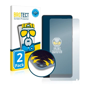 Parte frontale di una confezione del prodotto con il logo del marchio BROTECT. Accanto è raffigurato il dispositivo Xiaomi Mi 