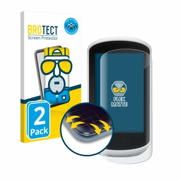 Parte frontale di una confezione del prodotto con il logo del marchio BROTECT. Accanto è raffigurato il dispositivo Garmin Edg