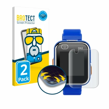 Parte frontale di una confezione del prodotto con il logo del marchio BROTECT. Accanto è raffigurato il dispositivo Vtech Kidi