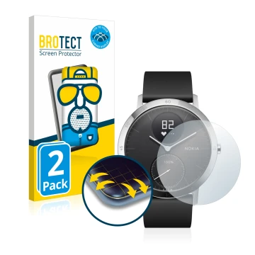Parte frontale di una confezione del prodotto con il logo del marchio BROTECT. Accanto è raffigurato il dispositivo Withings S