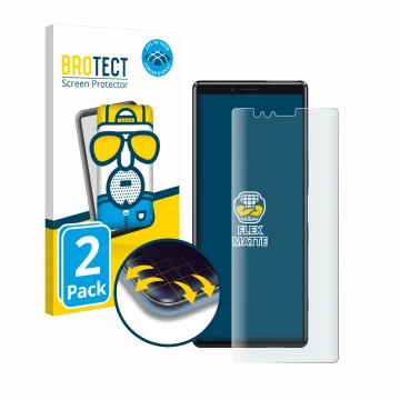 Parte frontale di una confezione del prodotto con il logo del marchio BROTECT. Accanto è raffigurato il dispositivo Sony Xperi