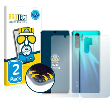 Parte frontale di una confezione del prodotto con il logo del marchio BROTECT. Accanto è raffigurato il dispositivo Huawei P30