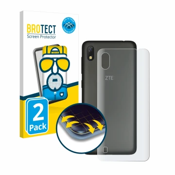 Parte frontale di una confezione del prodotto con il logo del marchio BROTECT. Accanto è raffigurato il dispositivo ZTE Blade 