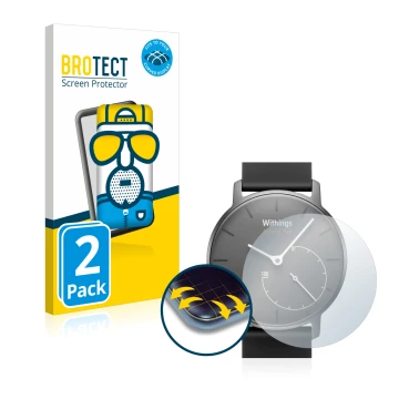 Parte frontale di una confezione del prodotto con il logo del marchio BROTECT. Accanto è raffigurato il dispositivo Withings A