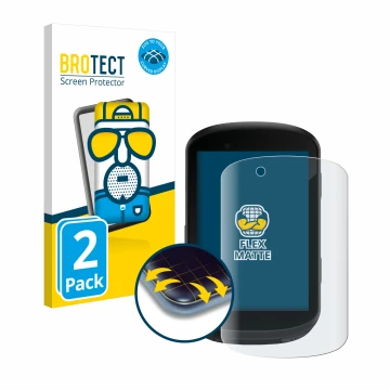 Parte frontale di una confezione del prodotto con il logo del marchio BROTECT. Accanto è raffigurato il dispositivo Garmin Edg