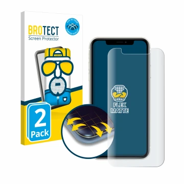 Parte frontale di una confezione del prodotto con il logo del marchio BROTECT. Accanto è raffigurato il dispositivo Apple iPho