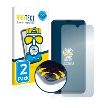 Parte frontale di una confezione del prodotto con il logo del marchio BROTECT. Accanto è raffigurato il dispositivo Oppo A9 20