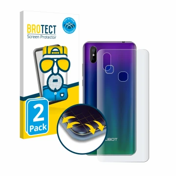 Parte frontale di una confezione del prodotto con il logo del marchio BROTECT. Accanto è raffigurato il dispositivo Cubot Max 