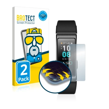 Parte frontale di una confezione del prodotto con il logo del marchio BROTECT. Accanto è raffigurato il dispositivo Huawei Ban