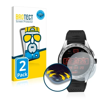 Parte frontale di una confezione del prodotto con il logo del marchio BROTECT. Accanto è raffigurato il dispositivo TAG Heuer 