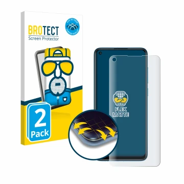 Parte frontale di una confezione del prodotto con il logo del marchio BROTECT. Accanto è raffigurato il dispositivo Xiaomi Red