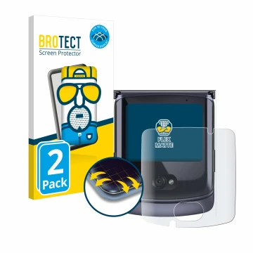 Parte frontale di una confezione del prodotto con il logo del marchio BROTECT. Accanto è raffigurato il dispositivo Motorola R