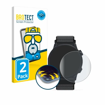 Parte frontale di una confezione del prodotto con il logo del marchio BROTECT. Accanto è raffigurato il dispositivo Coros Pace