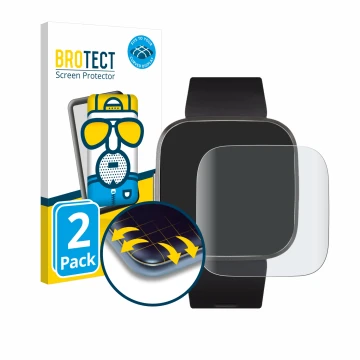 Parte frontale di una confezione del prodotto con il logo del marchio BROTECT. Accanto è raffigurato il dispositivo Fitbit Ver