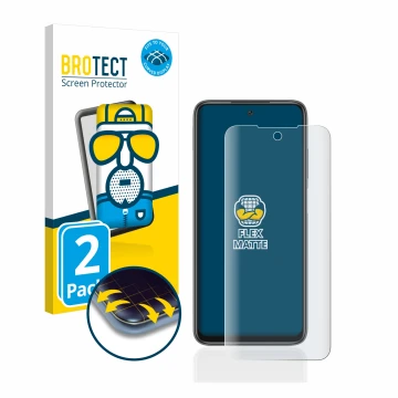 Parte frontale di una confezione del prodotto con il logo del marchio BROTECT. Accanto è raffigurato il dispositivo Xiaomi Red