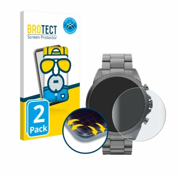 Parte frontale di una confezione del prodotto con il logo del marchio BROTECT. Accanto è raffigurato il dispositivo Fossil Gen