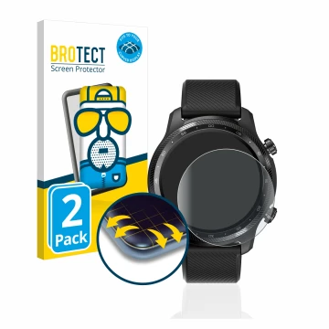 Parte frontale di una confezione del prodotto con il logo del marchio BROTECT. Accanto è raffigurato il dispositivo Mobvoi Tic