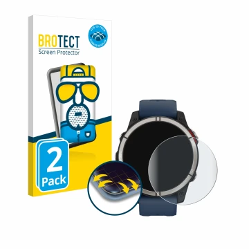Parte frontale di una confezione del prodotto con il logo del marchio BROTECT. Accanto è raffigurato il dispositivo Garmin qua
