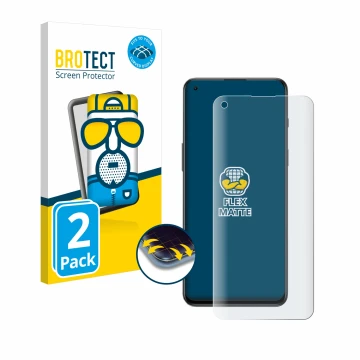 Parte frontale di una confezione del prodotto con il logo del marchio BROTECT. Accanto è raffigurato il dispositivo OnePlus No